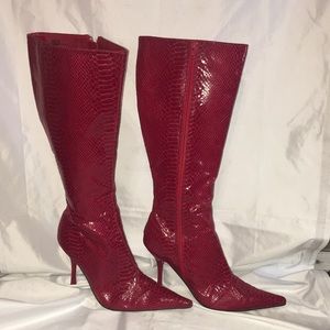 REDTOO Women's Knee-High Red Heeled Boots 4"inch Heel SIZE 9